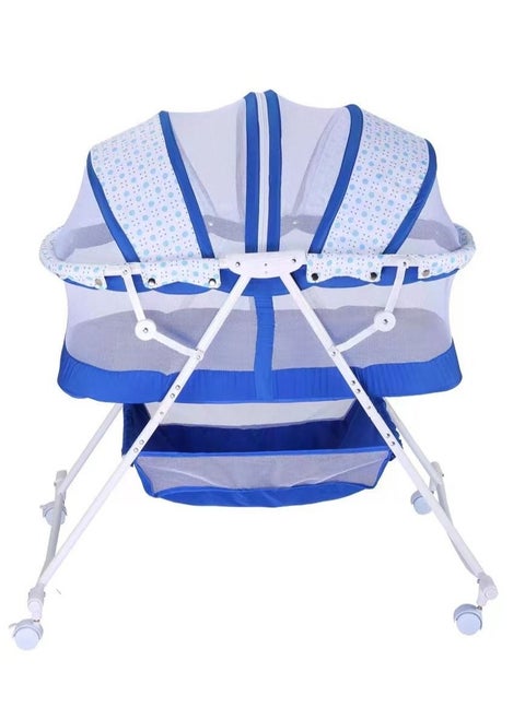 Baby Bassinet Portable 2-in-1 Baby Sleeper Rocking Cradle Bed Baby Sleeper Crib with Storage Basket Easy Moving Bassinet with Breathable Net Mattress