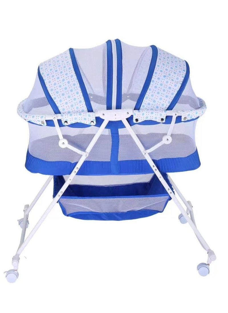 Baby Bassinet Portable 2-in-1 Baby Sleeper Rocking Cradle Bed Baby Sleeper Crib with Storage Basket Easy Moving Bassinet with Breathable Net Mattress