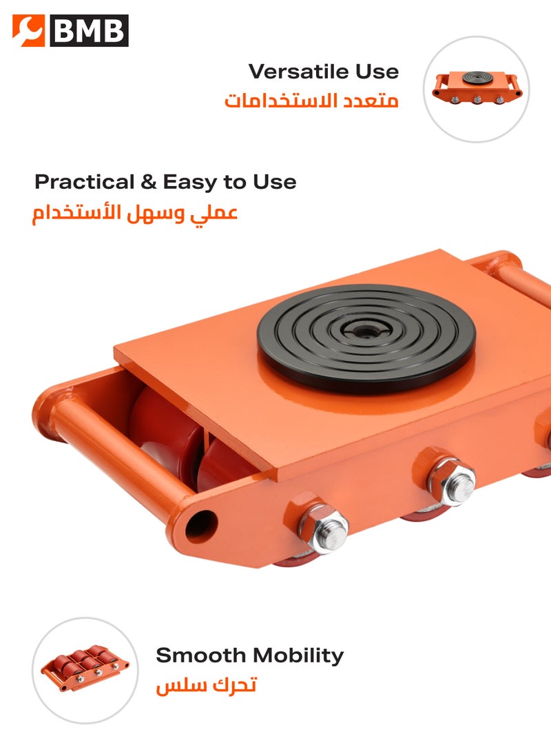 BMB tools 8Ton Machine Skate Dolly with 6 Wheels - Industrial Machinery Mover with 360° Rotation Cap Dolly Skate, 17600lbs Machine Equipment Cargo Trolley for Easy Handling for Warehouse and Logistics Use - Image 3