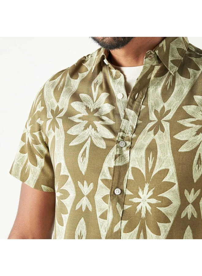 Iconic Iconic All-Over Print Shirt with Short Sleeves