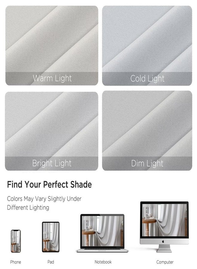 CUCRAF Grayish White Blackout Curtains 84 inch Length 2 Panels Set, Rod Pocket Room Darkening Drapes for Bedroom Living Room, Insulated Thermal Light Blocking Window Curtain (W52 x L84 Inch) - Image 4