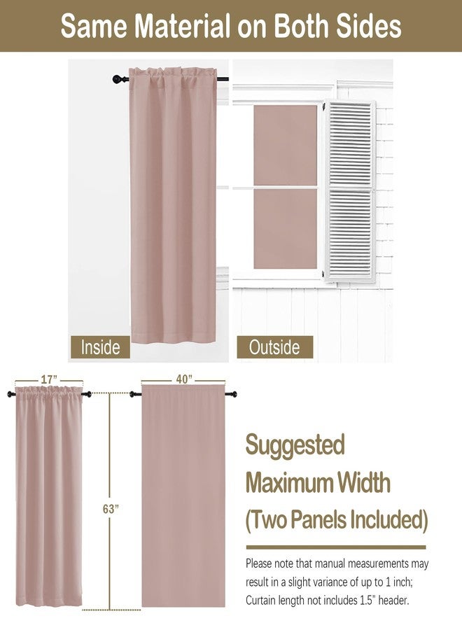 OVZME Blush Pink Blackout Curtains 2 Panels for Girls Room, Thermal Insulated Room Darkening Curtains for Living Room, Energy Saving Window Treatment Curtains Blackout Drapes, 2x40Wx63L Inches - Image 2