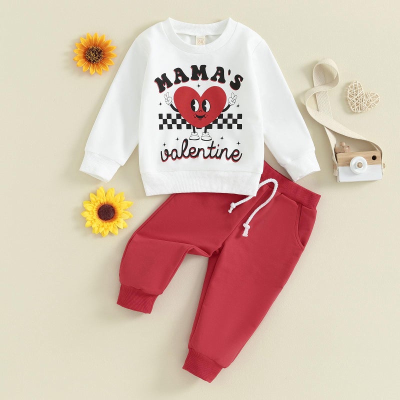 Thorn Tree Toddler Boys Girls Clothes Mama's Valentiens Sweatshirt Long Pants Spring Winter Unisex Baby Outfits - Image 2