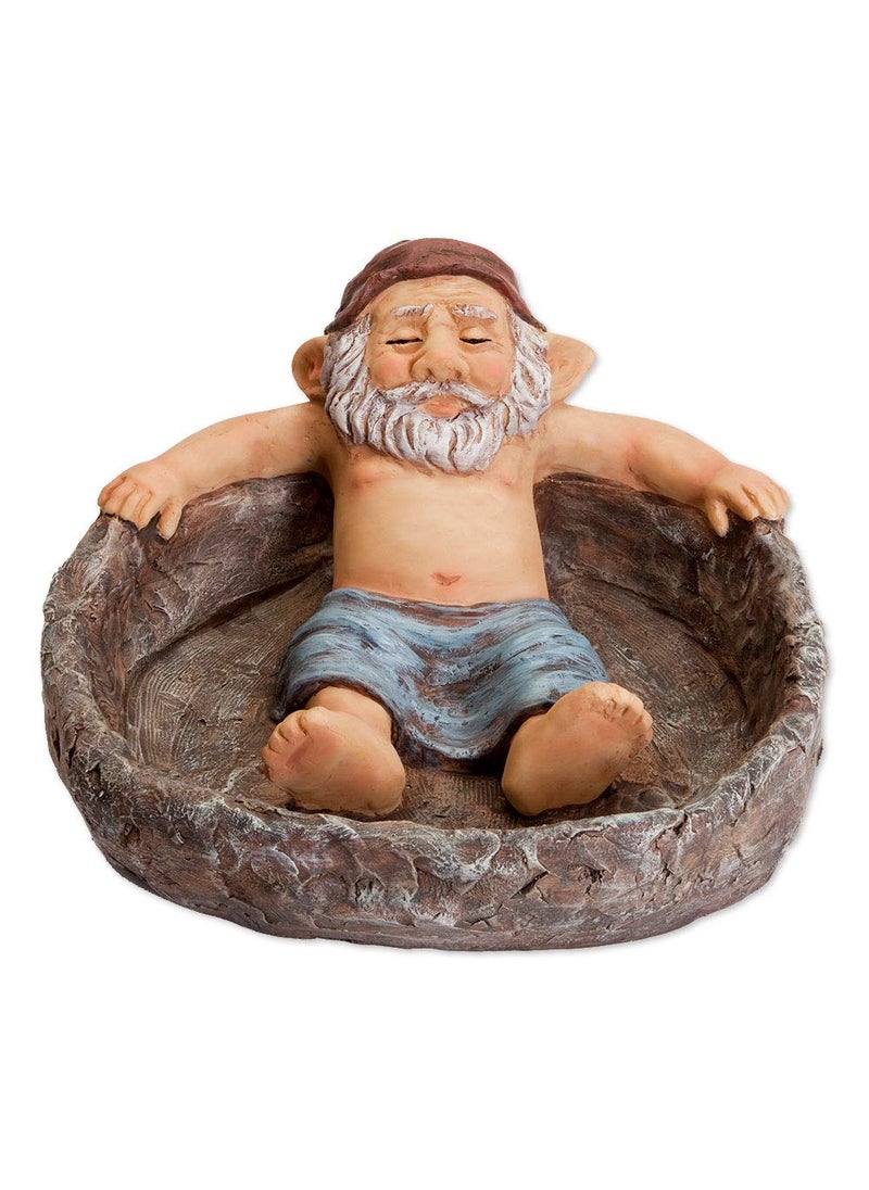 Bits and Pieces Bits and Pieces  Gnome Relaxing Pool  Elf Birdbath Garden Art Statue  Outdoor Garden Decor Sculpture 
