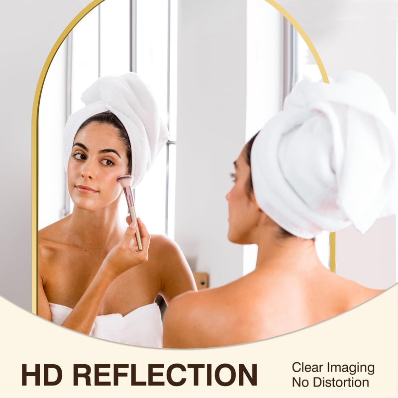 FICTOR Bathroom Vanity Mirror for Wall,2 Pack 24â€x36â€ Arched Metal Framed Bathroom Mirror for Over Sink, Entryway, Living Room,Bedroom(Gold) - Image 4