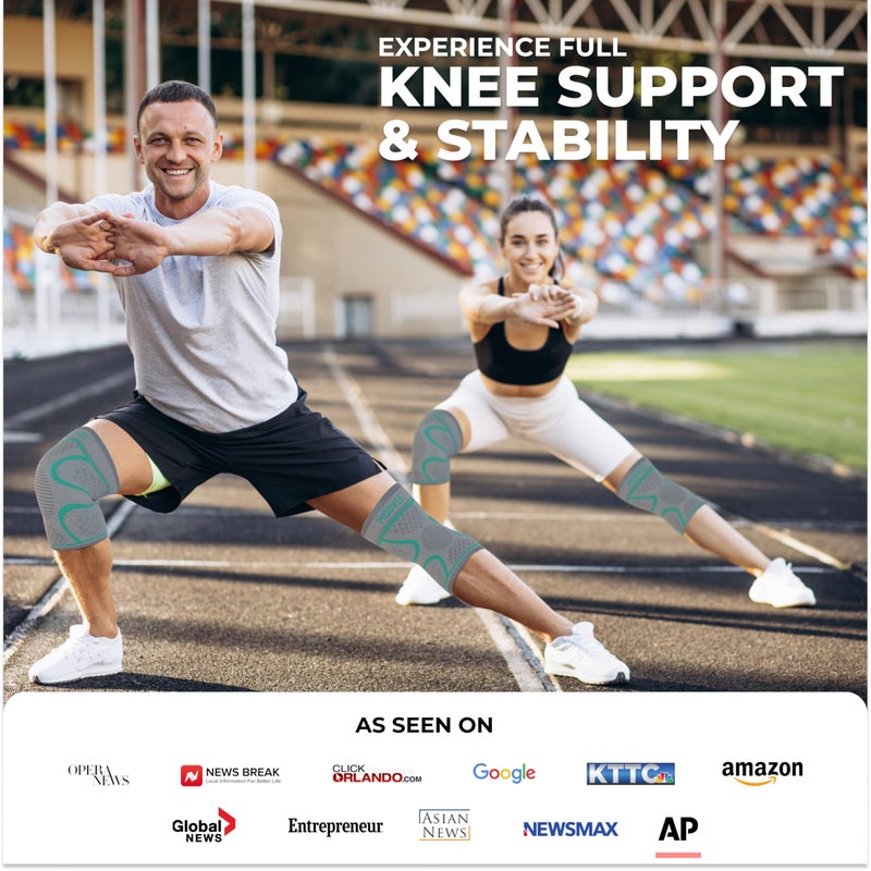 Modvel Compression Knee Brace for Women & Men, 2-Pack Knee Brace for Running Knee Pain, Knee Support Compression Sleeve, Workout Sports Knee Braces for Meniscus Tear, ACL & Arthritis Pain Relief - Image 3
