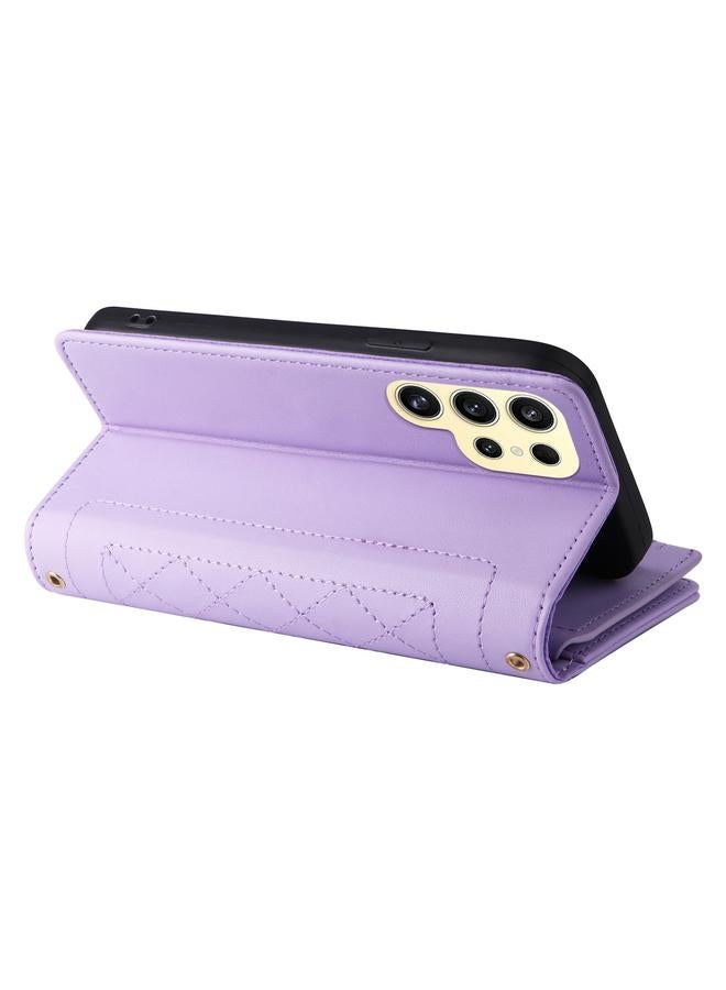 S-TOP Case For Samsung Galaxy S24 Ultra 5G Crossbody Zipper Wallet Rhombus Leather Phone Case - Image 5