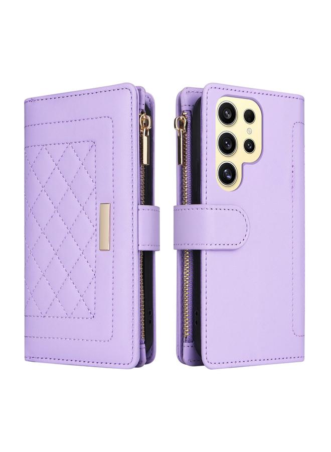S-TOP Case For Samsung Galaxy S24 Ultra 5G Crossbody Zipper Wallet Rhombus Leather Phone Case - Image 3