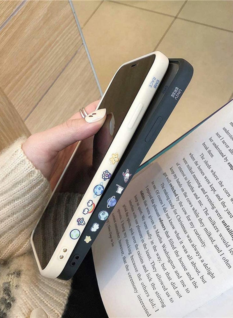 SOLARAE Silicone Case Iphone 12,  Cool Space Astronaut Planet,Side Cartoons Creative Pattern Designed, Soft TPU Bumper Shockproof Anti-Slip Protective Cover (6.1Inch) (Black) - Image 3