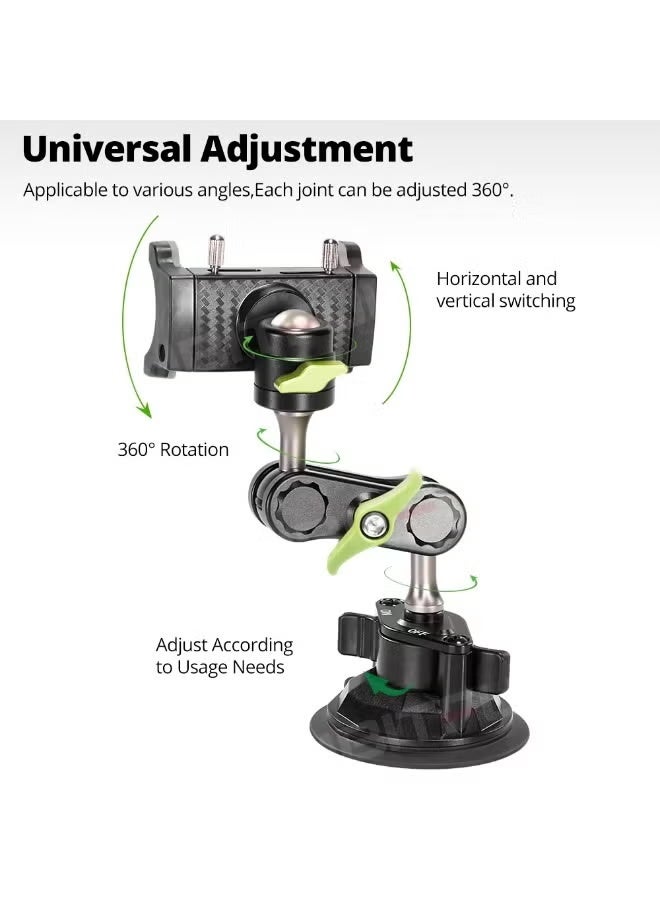 AMBITFUL UBA-01 Universal Car Suction Cup Phone & Tablet Holder – 360° Rotating Flexible Ball Head Arm, Adjustable Dashboard & Windshield Mount Bracket for Smartphones, Tablets & Navigation Devices - Image 2