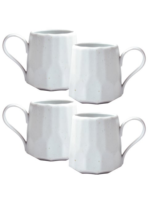 Set of 4 Handmade 260ml Ceramic Coffee Mug Cups with Large Handle for Coffee and Tea