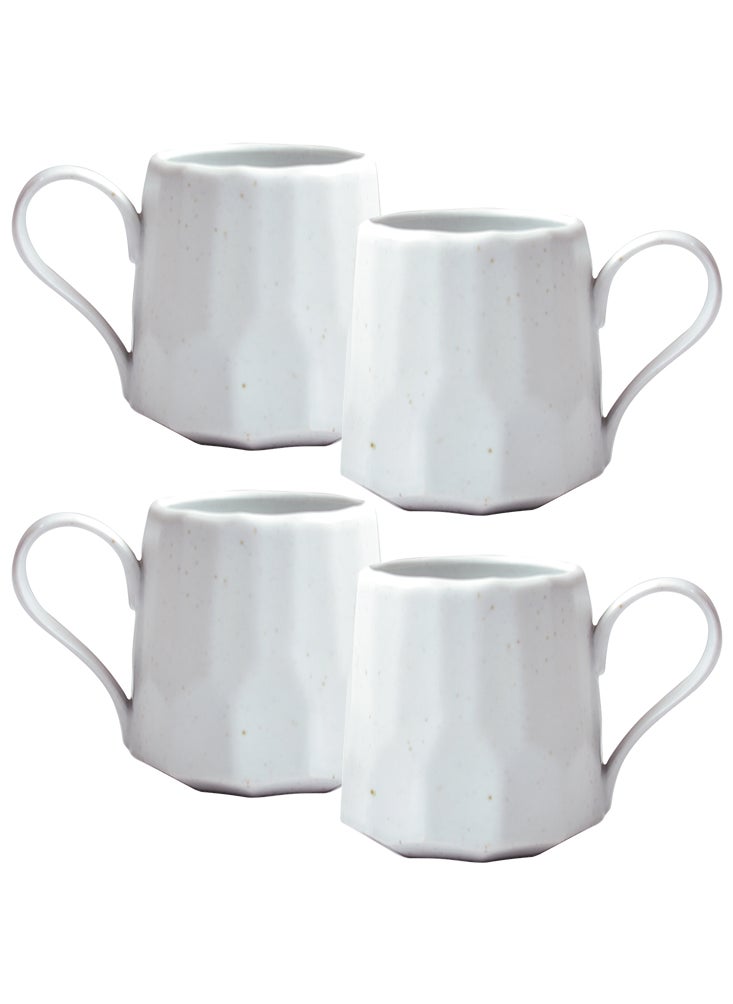 Perfii Set of 4 Handmade 260ml Ceramic Coffee Mug Cups with Large Handle for Coffee and Tea  - Image 1