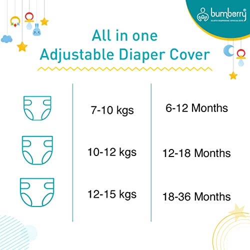 Bumberry Cloth Diaper Cover with 2 Wet Free Inserts Perfect for Babies Between 6-36 Months, 7 to 15 Kgs, Trees (Adjustable, Washable & Reusable, Snap Fit Diaper Cover with 2 Soakers) - Image 4