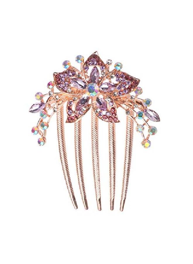 Sankuwen Flower Rhinestones Hair Combs Accessoriesperfect Mother'S Day Giftsbrithday Gifts (Purple)  - Image 1