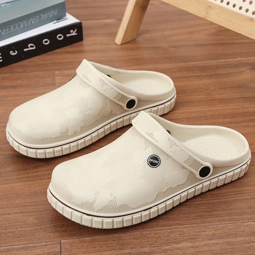 SECHRITE Mens Clogs Mules Slip on Garden Work Nurse Water Shoes for Men Waterproof Non Slip Closed Toe Clogs Sandals for Kitchen Office Beach Fishing Zuecos de Chef para Hombre Beige 46 - Image 3