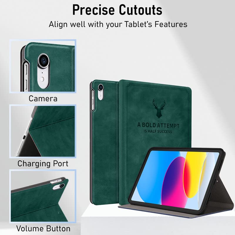 Robustrion Cover for iPad 11th Generation (A16) / 10th Generation Cover Case (2025/2022), Deer Pattern Flip Case Cover for iPad 11th Gen 11 inch / 10th Gen 10.9 inch [Auto Sleep Wake] - Dark Green - Image 5