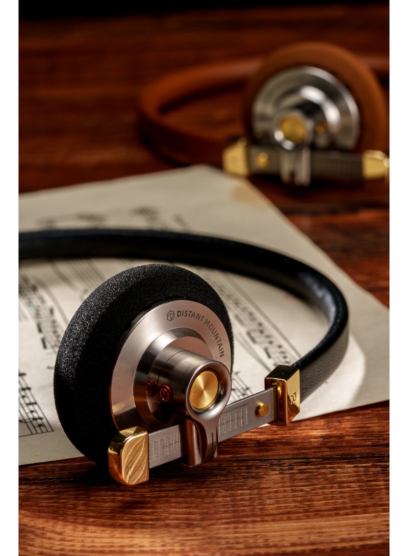 ROSESELSA Distant Mountain Wired On-Ear Headphones, Retro Open-Back HiFi Headset with 40mm Dynamic Driver, CNC Stainless Steel & Lambskin, MMCX Detachable Cable - Image 4