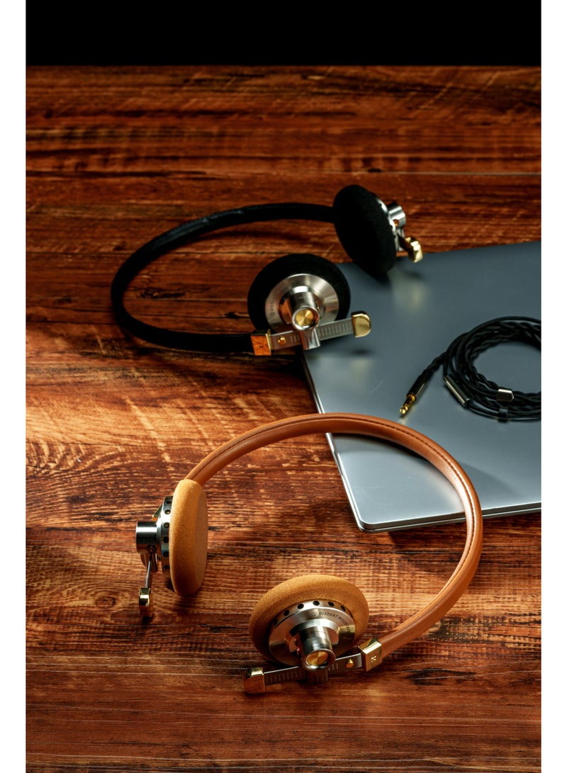 ROSESELSA Distant Mountain Wired On-Ear Headphones, Retro Open-Back HiFi Headset with 40mm Dynamic Driver, CNC Stainless Steel & Lambskin, MMCX Detachable Cable - Image 2