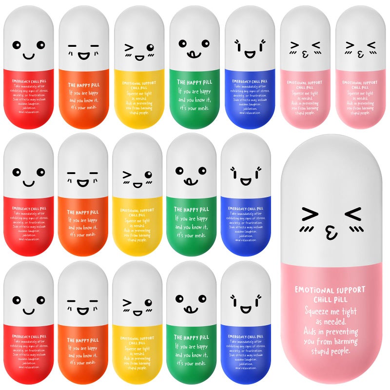 Arrowbash 18 Pcs Pill Stress Ball Pharmacy Technician Gift for Pharmacist Nurses Doctor Pill Shaped Foam Inspirational Coworker Employee Stress Ball with Cute Cartoon Emotion Face Emergency - Image 3