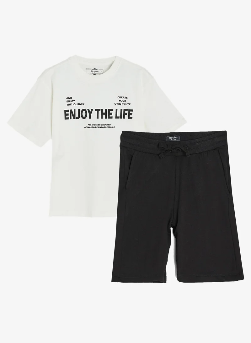 ريبلز مع نمشي Boys Drop Shoulder T-shirt & Shorts Set