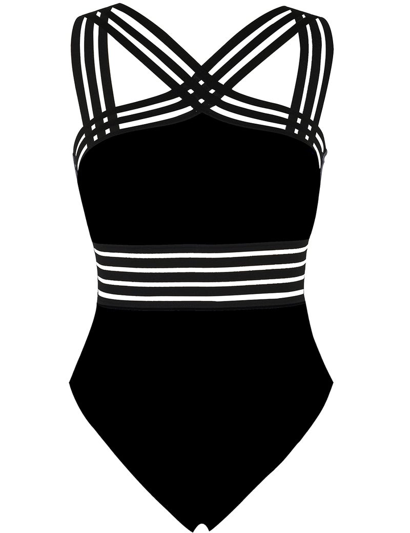 Hilor Slimming Bathing Suit for Curvy Women Cute One Piece Swimsuits Best Tummy Control Swimwear Black XXL/US16 - Image 3