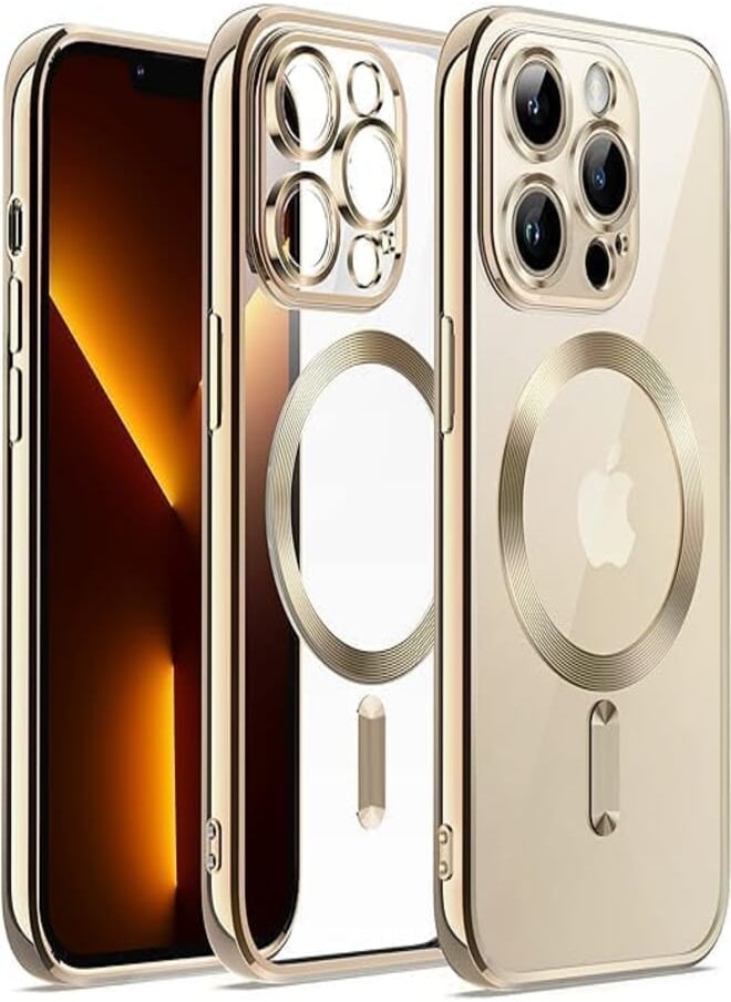 Next Next store Magnetic Case Compatible with iPhone 12 Pro Max [Support Magsafe Charger] with Camera Lens Protector Full Protection TPU Shockproof Cover (Gold) 