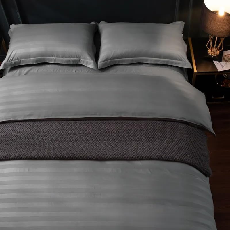 MOONCEE 6Pcs Bed Sheet King Size Set With Duvet Cover 220x240 Microfiber Bed Sheets Bedding Set Includes 1 Fitted Sheet, 1 Quilt Cover & 4 Pillows Cases (6Pcs Duvet Cover Set- King, Ash Grey) - Image 2