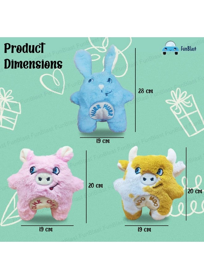 FunBlast Soft Rattles Toys - Soft Rattles Toys, Pack of 3 Pcs Cartoon Soft Animal Rattles Sound Toys for Babies, Soft Stuffed Rattles for 0+ Months Babies, Baby Toys for New Born - Multicolor - Image 3