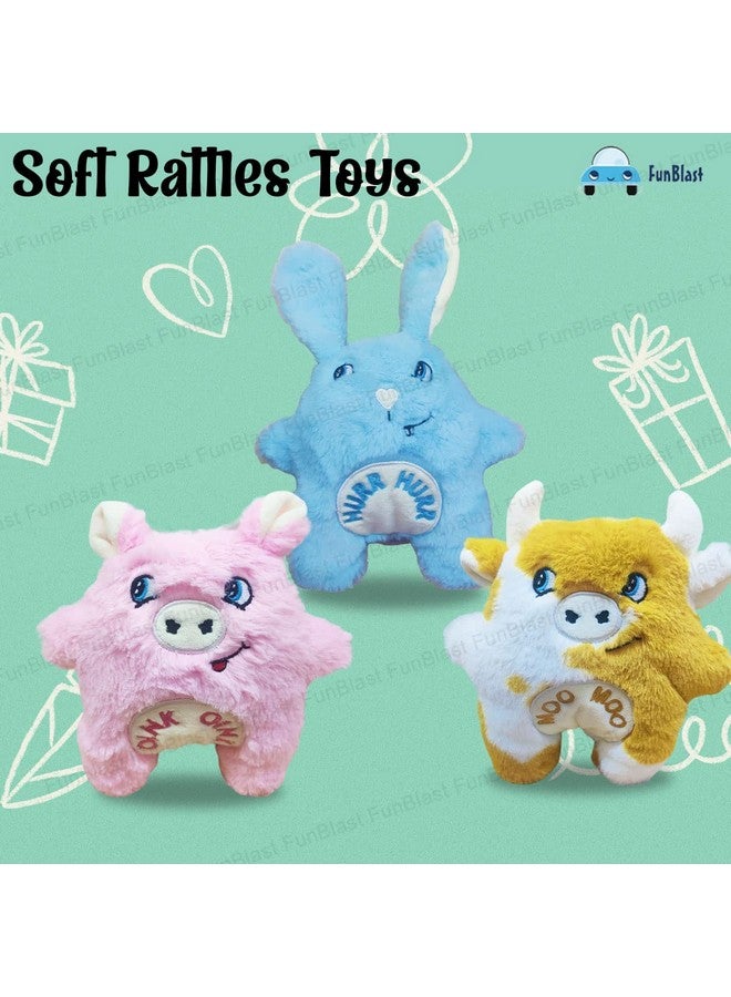 FunBlast Soft Rattles Toys - Soft Rattles Toys, Pack of 3 Pcs Cartoon Soft Animal Rattles Sound Toys for Babies, Soft Stuffed Rattles for 0+ Months Babies, Baby Toys for New Born - Multicolor - Image 4
