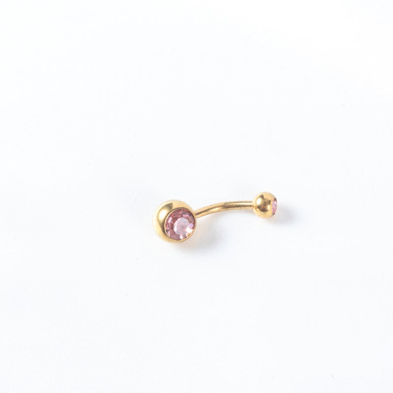 Pink Zirconic Stainless Steel Golden Belly Piercing