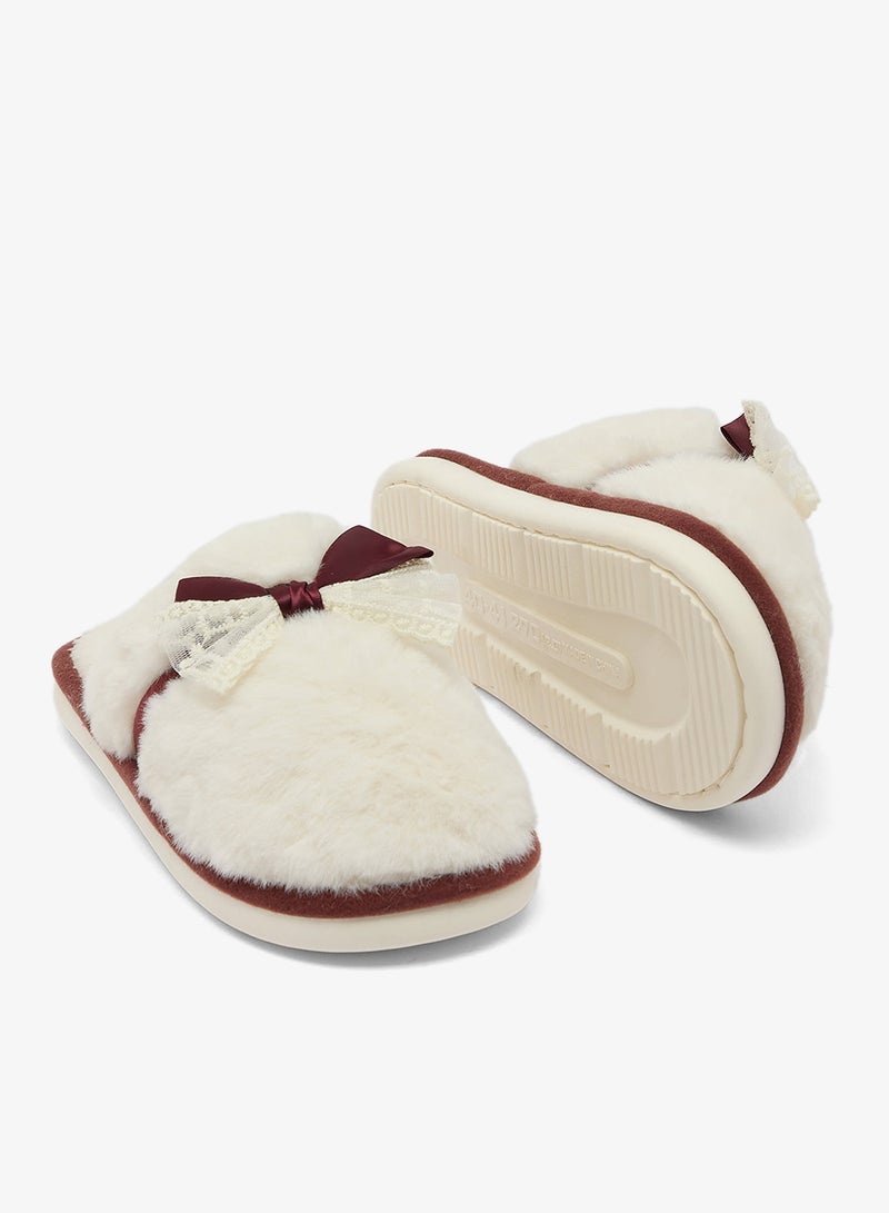 Ginger Bow Detail Cozy Bedroom Slippers - Image 3