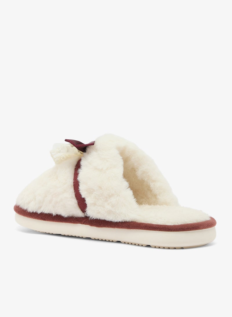 Ginger Bow Detail Cozy Bedroom Slippers - Image 2