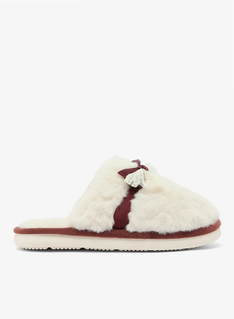 Ginger Bow Detail Cozy Bedroom Slippers