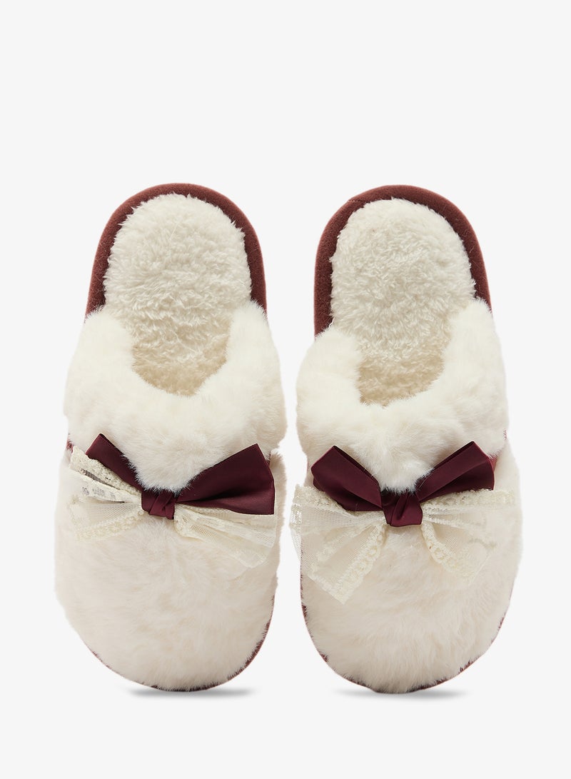 Ginger Bow Detail Cozy Bedroom Slippers - Image 4