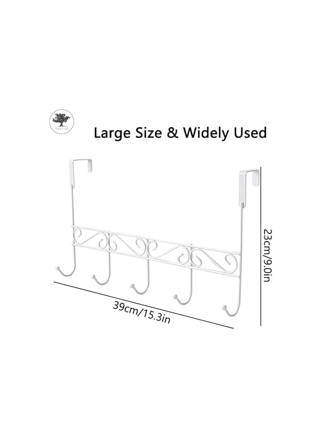 The Bros Over The Door Hook, Over Door Hanger for Coat, Towel, Bag, Robe (White) 5 Hooks - Image 2