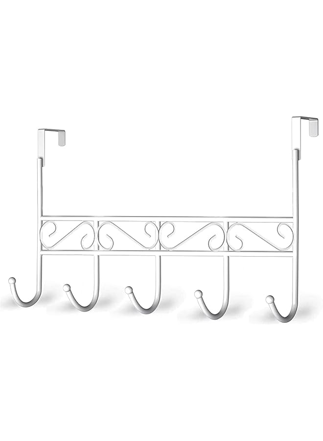 The Bros Over The Door Hook, Over Door Hanger for Coat, Towel, Bag, Robe (White) 5 Hooks - Image 1