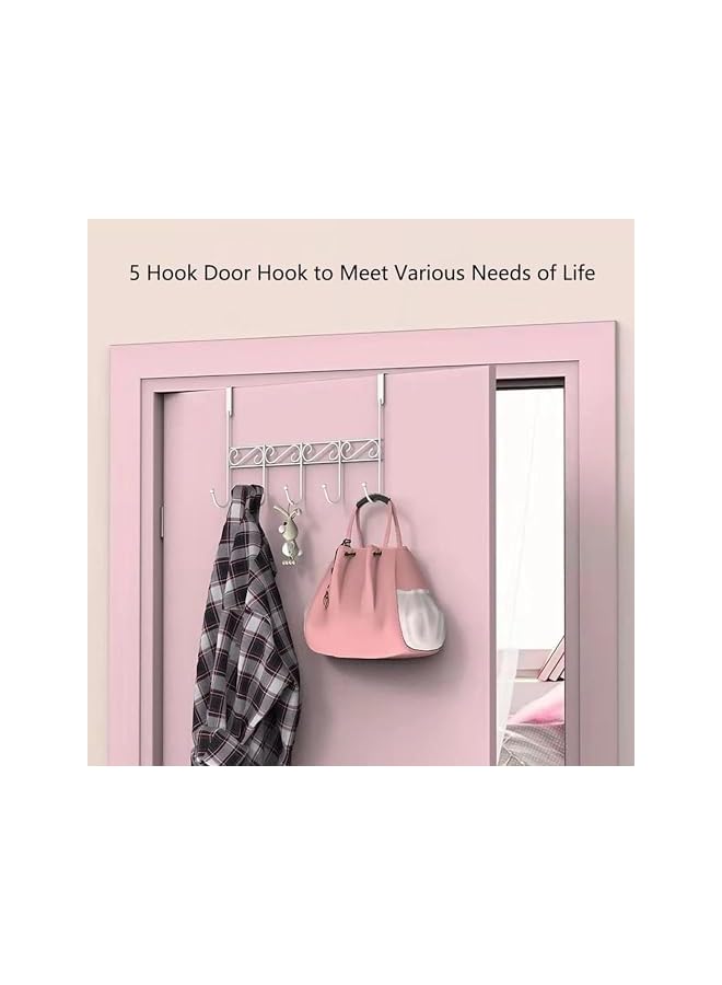 The Bros Over The Door Hook, Over Door Hanger for Coat, Towel, Bag, Robe (White) 5 Hooks - Image 5