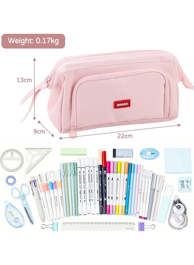GGEROU Pencil Case For Girls Boys Secondary School, Multi Compartment Pencil Pouch Stationery Organizer,Aesthetic Pencil Bag Pink - Image 2