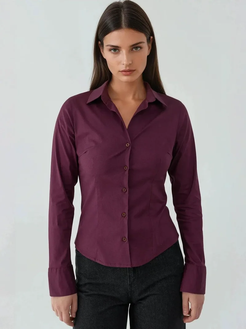 HICCUP Elegant Long Sleeve Button-Up Shirt