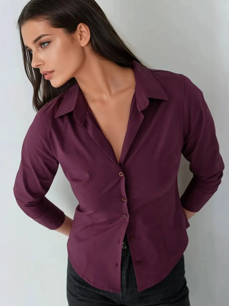 HICCUP Elegant Long Sleeve Button-Up Shirt