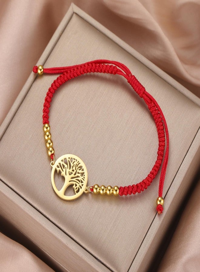 EUEAVAN Adjustable Tree of life Bracelet Family Tree Bracelet Handmade Braided Bead Bracelet Lucky Charm Yoga Cremation Jewelry Friendship Gift for Women Men (red) - Image 4