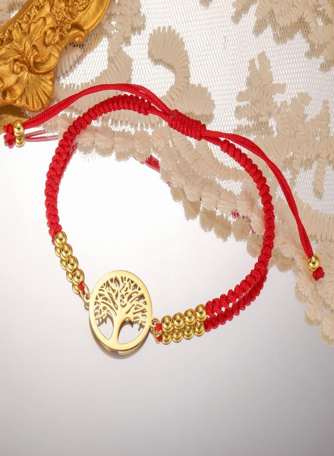 EUEAVAN Adjustable Tree of life Bracelet Family Tree Bracelet Handmade Braided Bead Bracelet Lucky Charm Yoga Cremation Jewelry Friendship Gift for Women Men (red) - Image 5