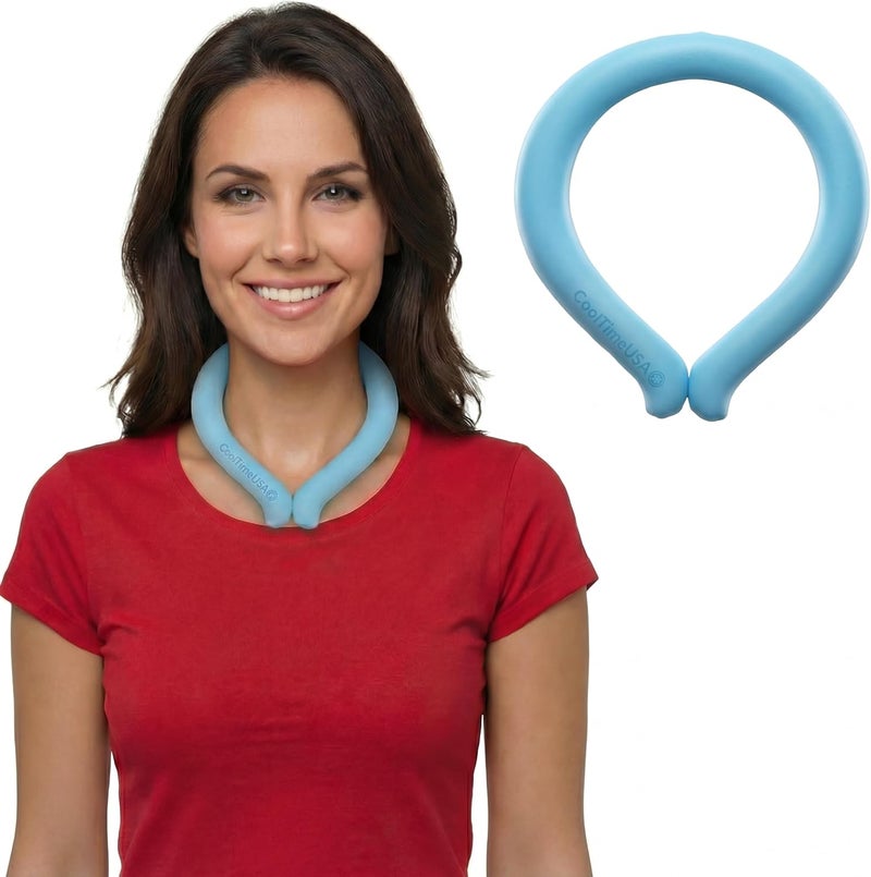 CoolTimeUSA Neck Cooling Tube (Blue,3) | Wearable Cooling Neck Wraps for Summer Heat I Cold Gel Ice Pack | Reusable Neck Cooler Commute and Outdoor Activities | Relief for Hot Flashes or Fever (Blue) - Image 1