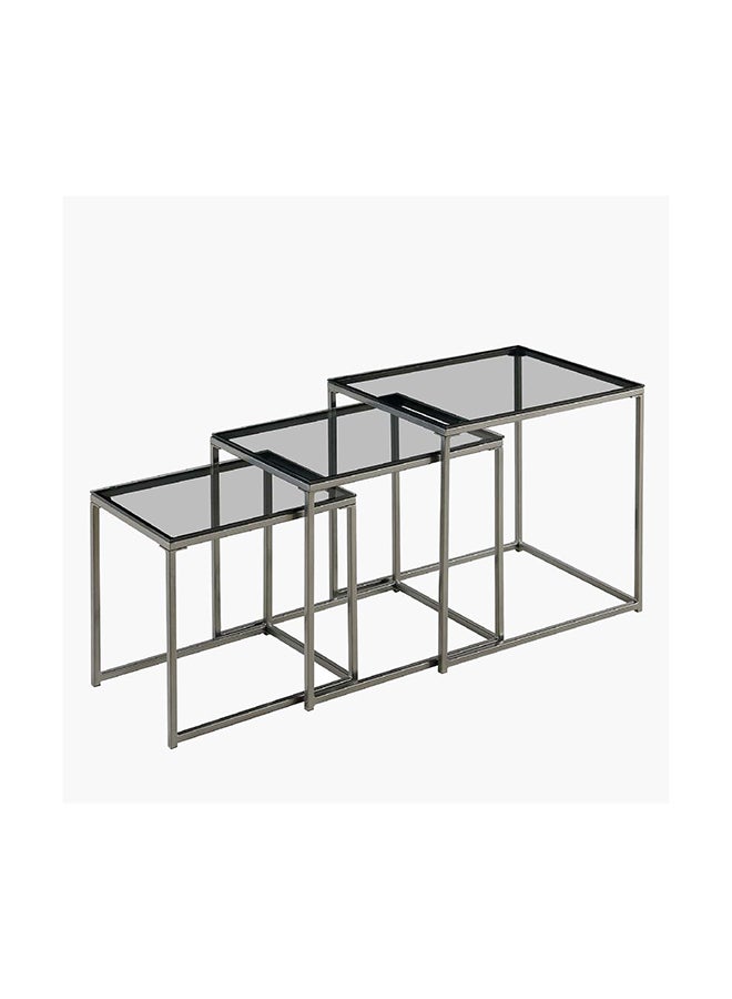 Home Box Melody 3-Piece Glass Top Nesting Table Set 58 x 52 x 46 cm  - Image 4