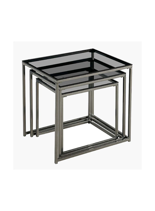 Home Box Melody 3-Piece Glass Top Nesting Table Set 58 x 52 x 46 cm  - Image 5