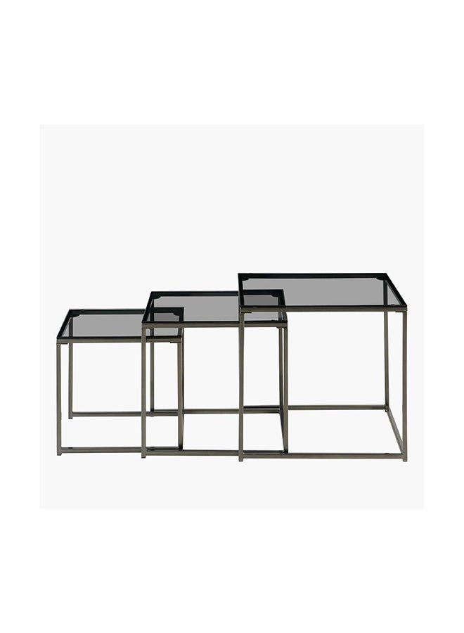 Home Box Melody 3-Piece Glass Top Nesting Table Set 58 x 52 x 46 cm  - Image 3