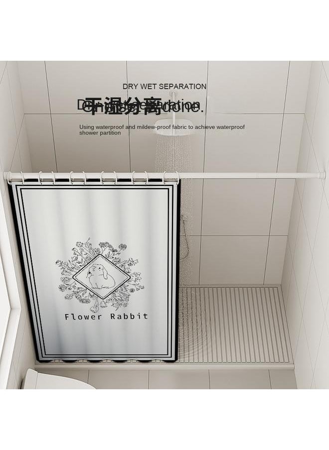 French-style Shower Curtain Waterproof Cloth Suit Non-perforated Toilet Toilet Dry And Wet Separation Shower Partition Curtain Mildew-proof Wiping Chen