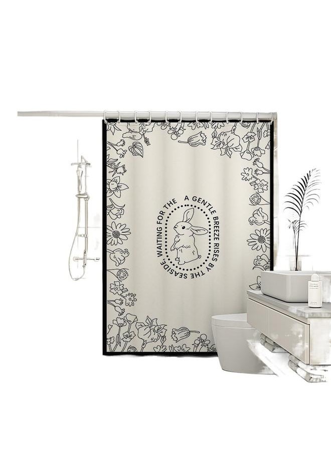 French-style Shower Curtain Waterproof Cloth Suit Non-perforated Toilet Toilet Dry And Wet Separation Shower Partition Curtain Mildew-proof Wiping Chen