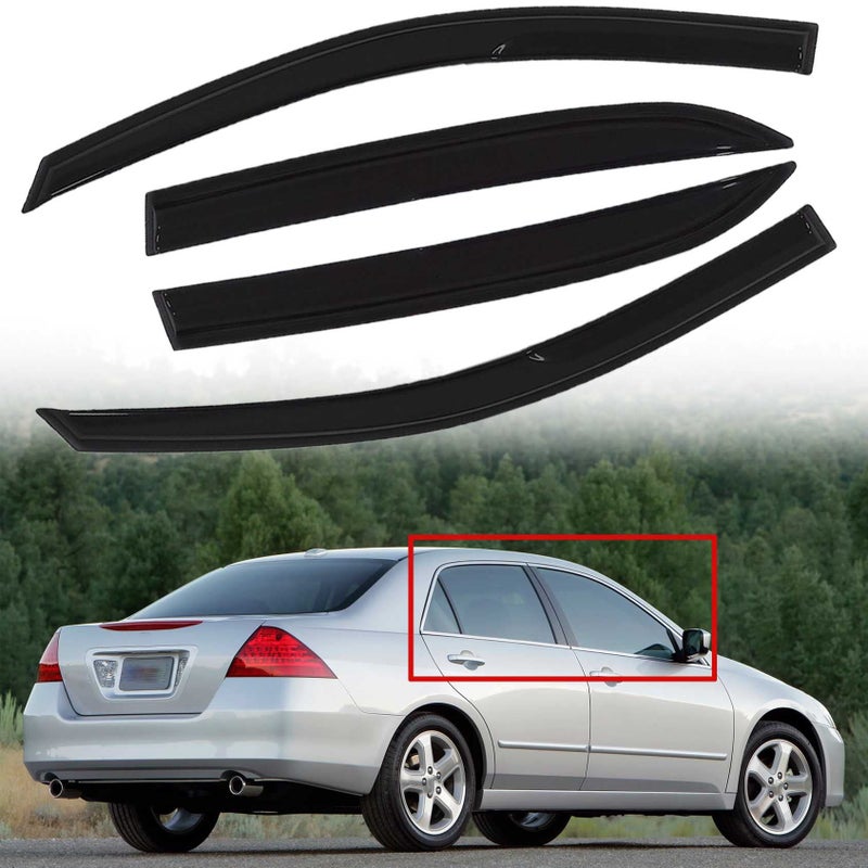 4PCS Side Window Visors Sun Rain Guards Deflectors Vent Shade Replacement for 20032007 Accord Sedan 4Door