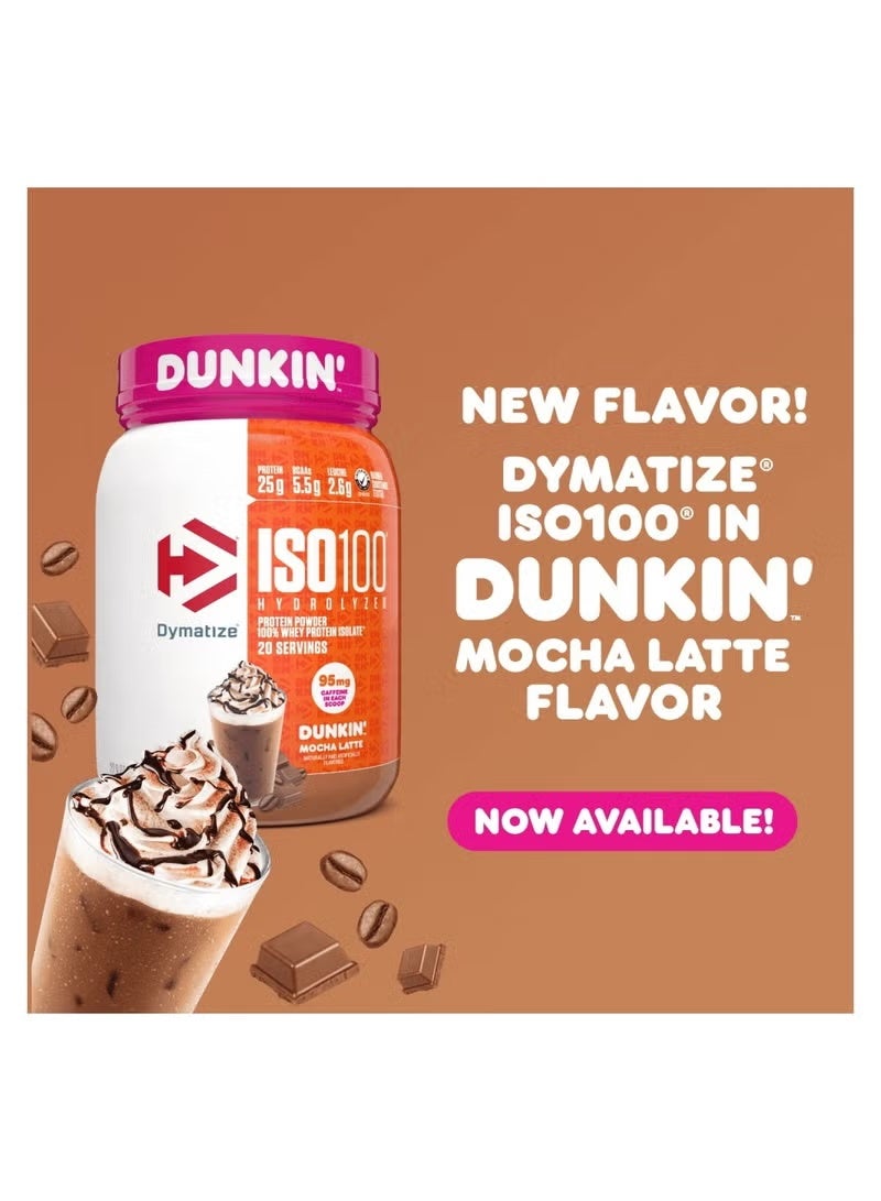 Dymatize ISO 100 Hydrolyzed Whey Protein Isolate, Dunkin Mocha Latte Flavor, 1.45 LB, 85% Pure Protein, Low Fat - Image 2